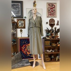 Vintage Grey-Green Shimmery Trench Coat